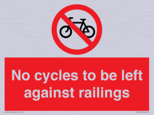 No cycles to be left against railings